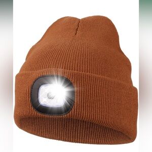 Unisex Hat with Light, USB Rechargeable Hands Free Headlamp LED Beanie‎ NWT